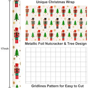 Nutcracker <b>Wrapping</b> <b>Paper</b> Roll 46.8 Sq Ft White Christmas Metallic Foil Decorative Gift Wrap - Product Image 3