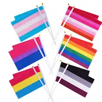 Hot Selling 100% Polyester Lgbt Lesbische Transgender Biseksuele Hand Vlag Regenboog Gay Pride Hand Vlag