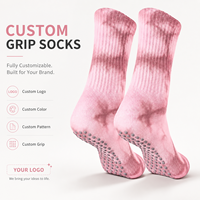 Chaussettes de Pilates personnalisées Tie-Dye à bout ouvert, antidérapantes avec semelle en silicone, respirantes en coton, pour le yoga, la barre et l'entraînement en studio, pour femmes