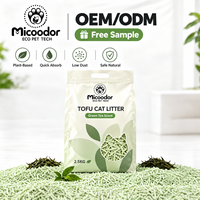 Litière pour chat au tofu et au thé vert sans poussière, agglomération rapide, contrôle des odeurs, jetable aux toilettes, sac sous vide 2,5 kg, vente en gros, échantillons gratuits