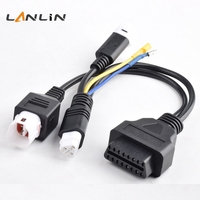 Cable divisor en Y OBD2 de 16 pines a 3 pines + 4 pines (uno a dos) para motocicleta, adaptador de diagnóstico OBD, cable conector para herramienta de escaneo de fallas