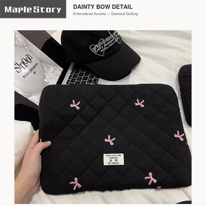 Pronta Consegna: <span class=keywords><strong>Custodia</strong></span> Imbottita <span class=keywords><strong>per</strong></span> Laptop da Donna, Stile Coquette, con Fiocco Ricamato, <span class=keywords><strong>per</strong></span> Modelli 11, <span class=keywords><strong>13</strong></span>, 15.6 Pollici - Product Image 2