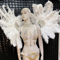 Samba-disfraces de Carnaval con cabeza de pluma, conjunto de cinturón y sujetador de alambre para actuaciones de baile de rol