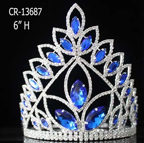 Bling strass blu corone di cristallo regina di bellezza Tiara