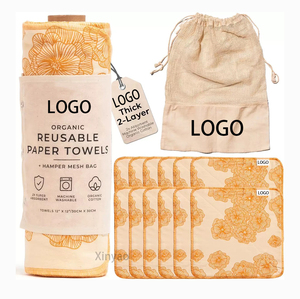 Serviette en papier réutilisable pour la cuisine avec logo personnalisé, double couche, super absorbante, en <span class=keywords><strong>coton</strong></span> biologique, torchon, grande feuille de tissu - Product Image 1