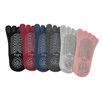 Chaussettes de yoga et de Pilates personnalisées en coton peigné antidérapantes, écologiques, ODM, à 5 orteils, invisibles, à bout ouvert, avec sangles croisées