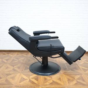 Silla moderna de peluquero de cuero negro, muebles de salón de fondo redondo negro, silla reclinable para hombre, silla para pelar, venta al por mayor - Product Image 5