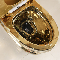WC monobloc en céramique haut de gamme, moderne, doré, avec siphon en S, double chasse et télécommande