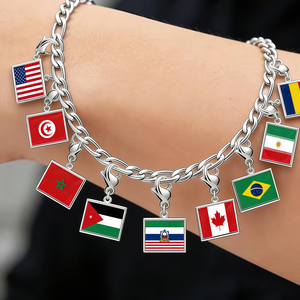 Nuovo Charm Personalizzato con Bandiera Nazionale Argentata per le Partite Mondiali 2026, in Acciaio Inossidabile, per Creazione Gioielli Fai da Te, Braccialetti per Donna e Uomo - Product Image 2