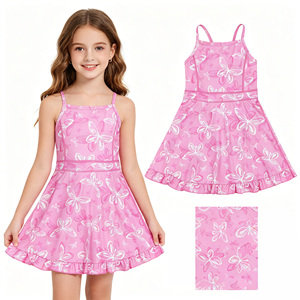 Conjunto corto con estampado de conchas marinas para niñas pequeñas, top con ribete festoneado y pantalones cortos con cordón, traje de verano para vacaciones en la playa para niños - Product Image 6