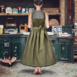 Dirndl OEM/ODM, nouvelle tenue européenne avec corsage en velours côtelé et tablier en lin, robe courte Dirndl, tenue pour l'Oktoberfest, festival bavarois - Product Image 2