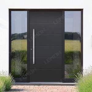 Porte d'entrée de sécurité en aluminium sur mesure avec design en verre, style moderne pour usage extérieur, porte pivotante haut de gamme pour villa - Product Image 3