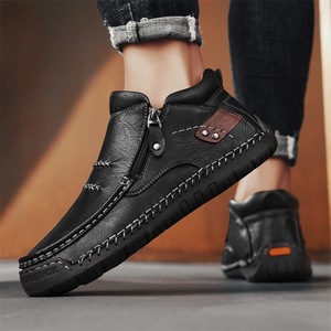 Popolari <span class=keywords><strong>Scarpe</strong></span> da <span class=keywords><strong>Uomo</strong></span> di <span class=keywords><strong>Grandi</strong></span> Dimensioni, <span class=keywords><strong>Scarpe</strong></span> Casual in Pelle per Esterno, Stivali alla Moda a Metà Polpaccio, Stivaletti Morbidi Autunno-Inverno - Product Image 4