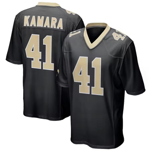 Camiseta de Fútbol Negra y Beige para Hombre, Cosida # 7 Hill # 12 Olave # <span class=keywords><strong>41</strong></span> Kamara # 94 <span class=keywords><strong>Jordan</strong></span> # Uniforme Deportivo de Manga Corta para 6 Personas - Product Image 1