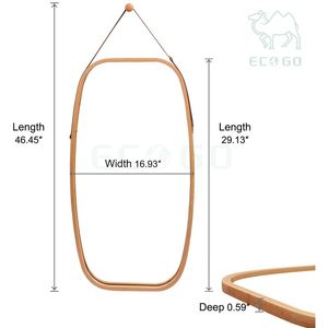 Miroir de salle de bain miroir pleine longueur montage mural cadre en bambou sangle de suspension réglable décor à la maison dressing miroir mural suspendu - Product Image 6