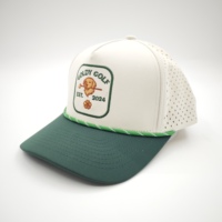 Gorra de golf OEM de moda casual con bordado de 5 paneles, unisex, con orificios cortados a láser y cuerda, gorras de béisbol deportivas personalizadas con estampado de leopardo, puntos, frutas y rombos.