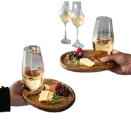 Premium acaciahouten wijnglashouder, houten serveerschaal voor hapjes, voor feestjes, cocktail- en wijnproeven en hotels.