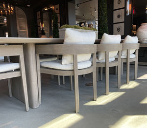 नए अद्वितीय डिजाइन पैटियो गार्डन पार्क गोल टेक लकड़ी के आउटडोर डाइनिंग टेबल और कुर्सी - Product Image 6