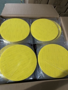 PMS 225mm cartongesso Multi-fori disco di carta vetrata gialla per cartongesso a secco con gancio e passante - Product Image 4