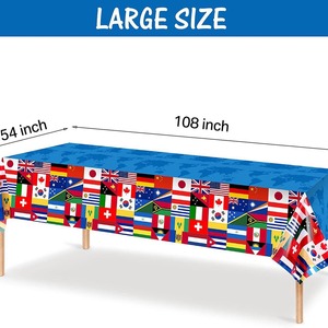 Yunik International Flag <b>Tablecloth</b> 130x220cm Disposable Party Decor for Birthdays Holidays Gatherings Picnics - Product Image 5