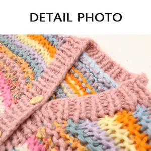Nouvelle arrivée, veste décontractée <span class=keywords><strong>en</strong></span> tricot faite à la <span class=keywords><strong>main</strong></span>, cardigan <span class=keywords><strong>en</strong></span> crochet à manches longues pour l'hiver, mélange de <span class=keywords><strong>laine</strong></span>, cardigan arc-<span class=keywords><strong>en</strong></span>-ciel pour femmes, <span class=keywords><strong>pull</strong></span> - Product Image 3
