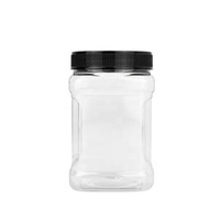 Bocaux carrés en plastique PET transparents de 520 ml pour bonbons, qualité alimentaire, avec poignée, pour le stockage