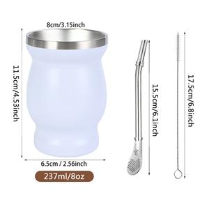 Taza de Mate Argentina de Acero Inoxidable 304 de 8 oz con Pajita, Termo con Aislamiento al Vacío, Regalo para Uso en Exteriores - Product Image 5