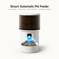 Distributeur automatique de nourriture pour animaux de compagnie WiFi Bluetooth, alimentation programmée, 4L, bol intelligent pour chat et chien, affichage numérique, batterie portable/caméra rechargeable