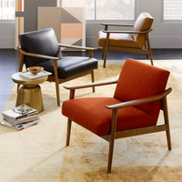 Chaises de loisirs en tissu PU au design moderne Mobilier de restaurant en bois massif Mobilier de salon Chaise longue Chaise en bois Fauteuil