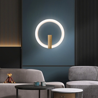Applique murale de chevet en fer LED moderne minimaliste créative circulaire pour chambre à coucher, salon, couloir, escalier, dimmable, en acrylique