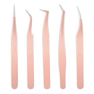 Juego de pinzas para extensión de pestañas de acero inoxidable de 5 piezas profesionales para extensiones de pestañas de volumen DADDY D PRO CE ISO certificado - Product Image 1