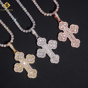 จี้กางเขนประดับเพชรโมอิสซาไนต์เคลือบทอง 18K จาก ZHANFA JEWELRY พร้อมตัวเรือนแบบฝังเพชร GRA Certified เหมาะสำหรับทั้งชายและหญิง เครื่องประดับหรูหราสไตล์ศาสนา - Product Image 5