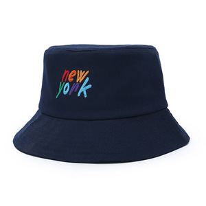 New York Bucket Hat Cotton Women's Outdoor Fisherman Hat Spring Autumn 56-58CM Colorful Embroidery - Product Image 5