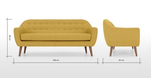 <span class=keywords><strong>Divano</strong></span> a 3 Posti in Tessuto <span class=keywords><strong>Giallo</strong></span> Senape Stile Mid-Century Modern per Lobby - Product Image 2