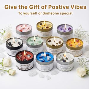 2 bougies de protection et de manifestation de la loi de l'attraction |   Bougie parfumée en cire de soja Sage Each 3 oz/total 6 oz avec cristal doré - Product Image 1