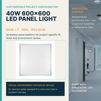Panneau lumineux LED à éclairage périphérique 40W 600x600, éclairage de plafond personnalisable pour projets en environnements spéciaux