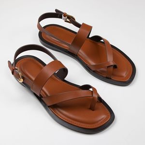 Sandalias Planas con Punta Descubierta para Mujer, Modelo 2025, Tendencia de Moda, Sandalias Romanas para Verano, Sandalias para Viajes de Comercio Exterior - Product Image 2