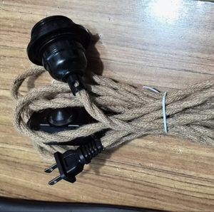 Vintage cây gai dầu dây Ánh Sáng Mặt dây Kit Plug-in treo chiếu sáng với dimmer chuyển đổi và vít phong cách Threaded Bóng đèn Đèn chủ - Product Image 5