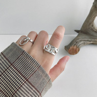 925 Sterling Silber Unregelmäßiger Smart Ring Breiter, klobiger Paar Ring für Männer Einfach verstellbare 18 Karat Goldringe Modeschmuck