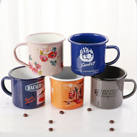Mug de voyage réutilisable en émail à bord roulé, logo personnalisé imprimé par sublimation, écologique, compatible lave-vaisselle et micro-ondes, pour le camping, avec cuillère