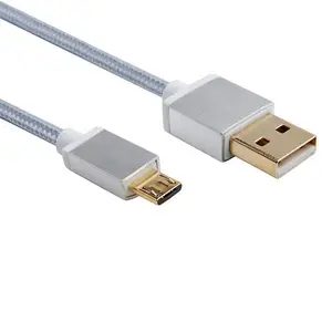 Kabel Pengisi Daya USB Mikro 8 Inci, Kabel Pengisian Daya USB Cepat Kepang Nilon