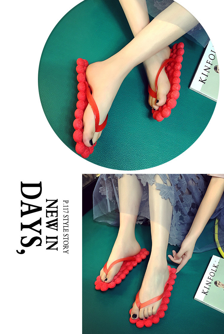 2021 Creative Bubble Flat Flip Flops Grape Massage Sandals Shoes Women Flip-Flops Slippers