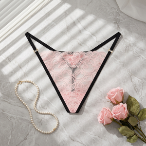 Tanga de Encaje Floral Transparente para Mujer, con Tirantes Finos, Cintura Baja, Ropa Interior Sexy y Transpirable - Product Image 4