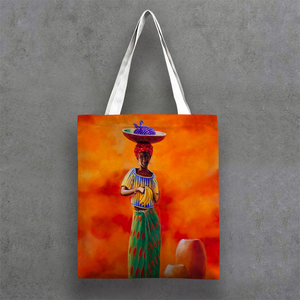Estilo <span class=keywords><strong>de</strong></span> moda <span class=keywords><strong>vida</strong></span> humanística Africana pintura al óleo tamaño mediano bolsa <span class=keywords><strong>de</strong></span> lona <span class=keywords><strong>de</strong></span> algodón - Product Image 6