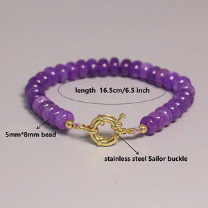 Pulsera Delicada con Piedras Naturales <span class=keywords><strong>de</strong></span> 5x8mm, Estilo Boho, con Cuentas Rondelle, Cristal Curativo, Joyería Apilable con Cierre Marinero, Regalo - Product Image 2