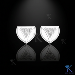 Lab Grown Diamond Geometric Shield <b>Stud</b> Earrings 3 Stone Cluster 14K 18K Solid Gold Fine Women Jewelry Anniversary Bridal Gift - Product Image 3
