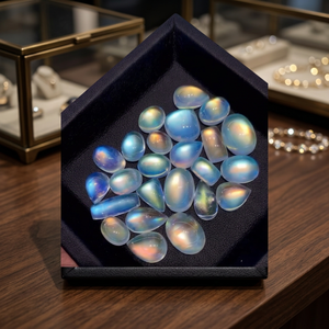 พลอยมูนสโตนสีขาวธรรมชาติ W.A.GEMS แบบหลวม รูปทรงผสมผสาน หลากสีสัน สำหรับทำเครื่องประดับ - Product Image 4