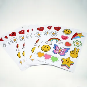 Grosir Pabrik kustom tahan air vinil merek LOGO PVC stiker lucu karakter kartun Kiss Cut Sticker Sheet Printing