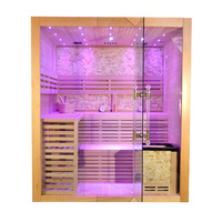 Desain Modern tradisional Hemlock penuh tubuh Spa uap basah kayu Solid Sauna untuk apartemen-grosir pabrik harga murah