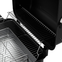 Barbecue portable en acier au charbon de bois avec tables latérales et roues, vente en gros, direct usine, OEM personnalisé, écologique, flamme-atténuateur inclus